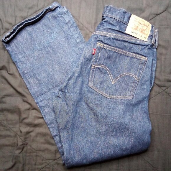 Vintage Levi's 501 Preshrunk Button Fly Denim Blue Jeans 36x33 - Picture 1 of 7
